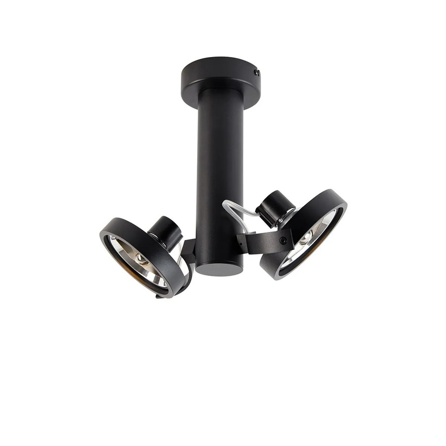 QAZQA Moderner LED Deckenstrahler Schwarz Rund Dimmerbar und Verstellbar mit 2 Leuchten - Bild 2