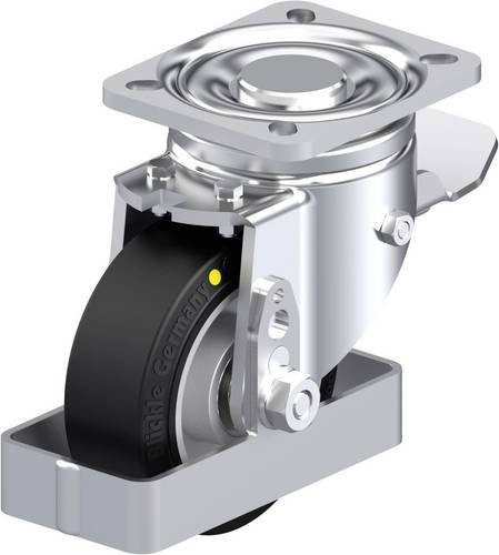 Blickle Stahlblech-Lenkrolle LH-ALEV 100K-1-ST-EL-FS in Schwarz und Grau mit 100 mm Rad-Durchmesser und 200 kg Tragfähigkeit - Bild 1