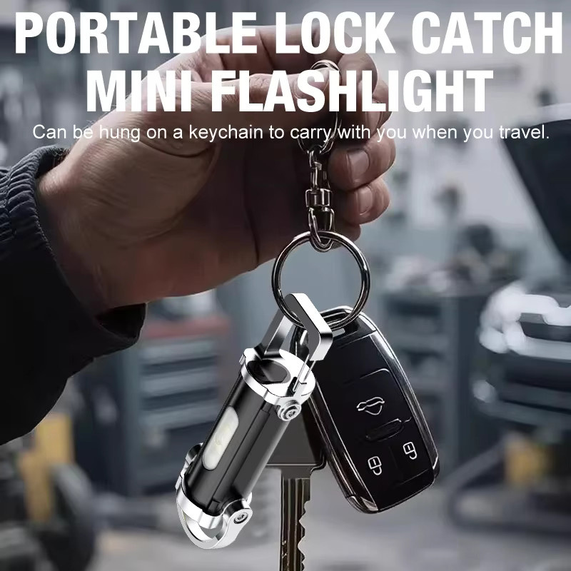Heinast LED COB Schlüsselanhänger Taschenlampe mit Haken, wiederaufladbare Notfall-Arbeitslampe in Schwarz - Bild 4