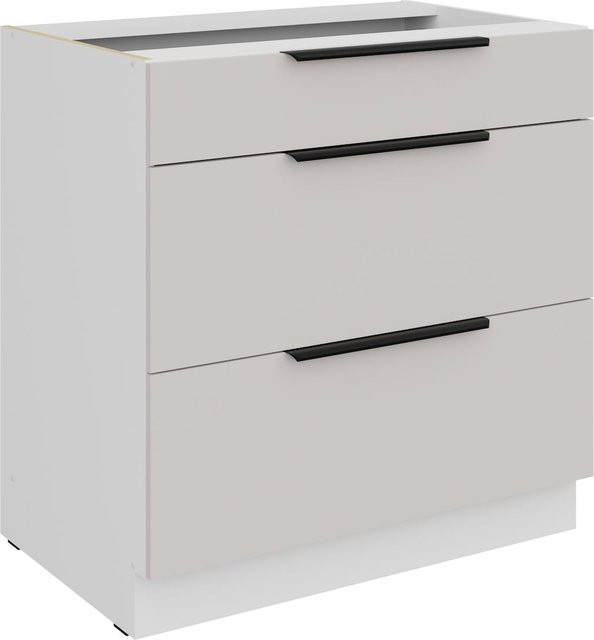 Küchen Unterschrank COMO in Kaschmir Beige mit Vollauszug und Soft-Close, Breite: 80 cm - Bild 1