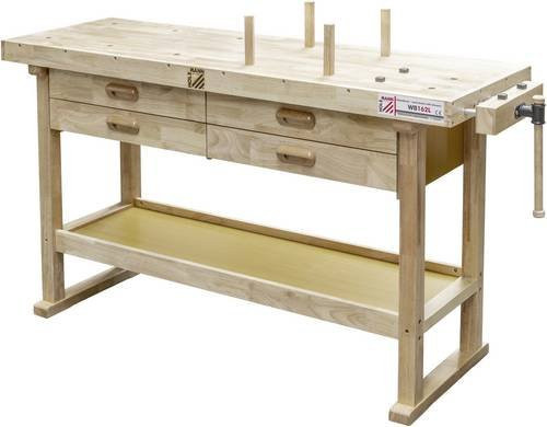 Holzmann Maschinen Hobelbank aus Holz in Rot und Gelb, B/T/H: 162,5 x 51,0 x 86,0 cm - Bild 1