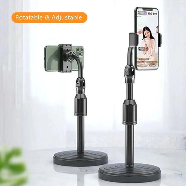 Viesrita Multifunktionaler Handyhalter in Schwarz, Höhenverstellbarer Teleskopischer Handy-Ständer für Live-Streaming - Bild 1