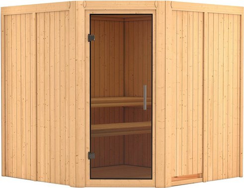 Karibu Sauna Vöru für 4 Personen aus Fichte in Beige ohne Ofen B/T/H: 196 x 198 x 196 cm - Bild 1