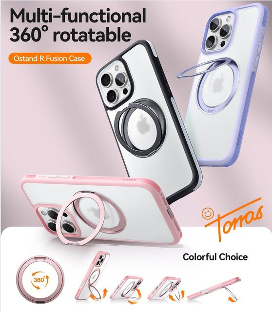 Torras Ostand R Fusion Series MagSafe Handyhülle für iPhone 16 Pro Max, Schwarz - Bild 1