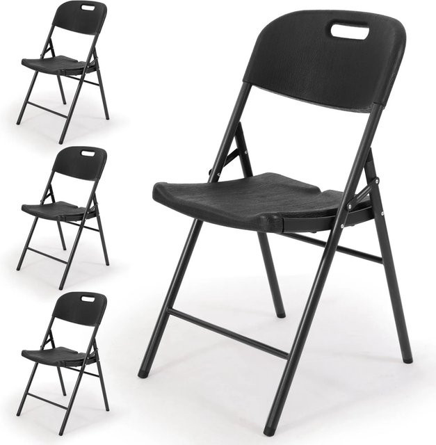 Sekey Klappstühle 4er Set in Schwarz mit Holzoptik, belastbar bis 150 kg - Bild 1