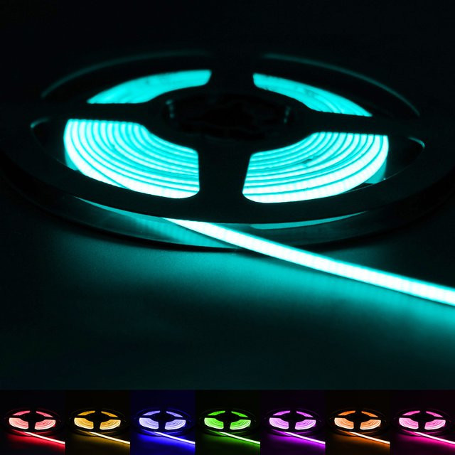 HCDH Dimmbarer COB LED-Streifen Multicolor, 480 LEDs, 4 mm dünn, Linearer LED-Band für DIY-Projekte, DC12 V/24 V - Bild 1