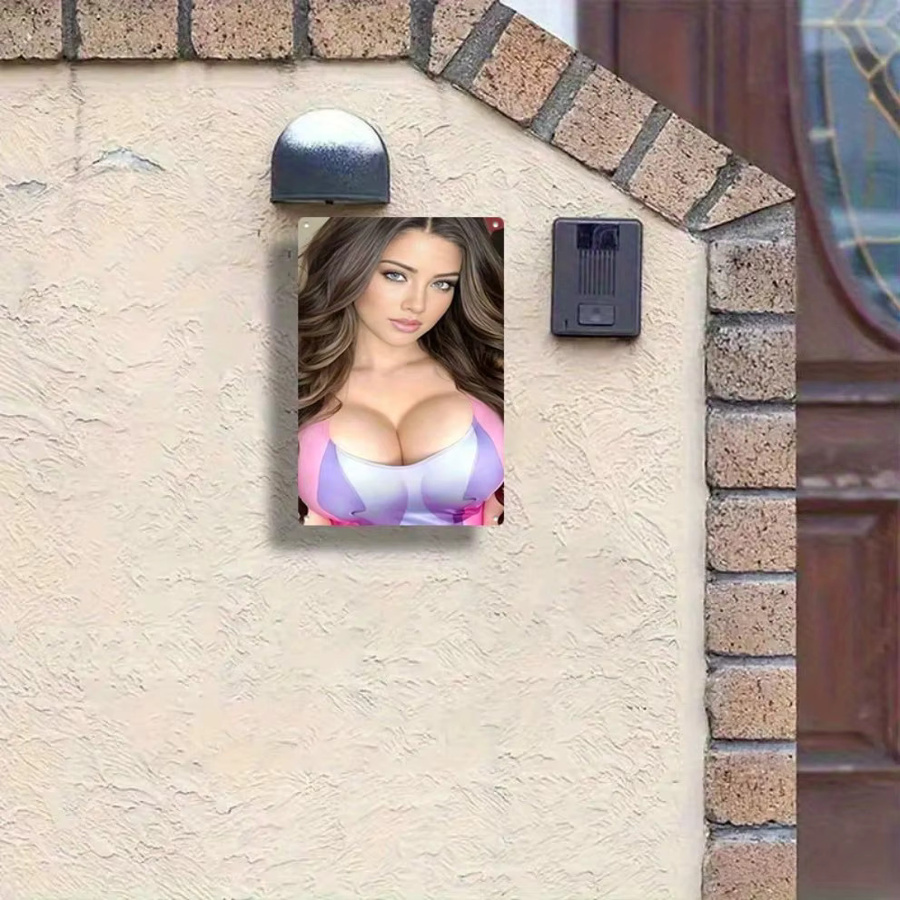 VANIA Metall-Wandkunst CIFBUY Modernes 2D-Porträt mit weiblichem Gesicht in Pink, Lila und Weiß als abstrakte Wanddekoration aus Eisen - Bild 3