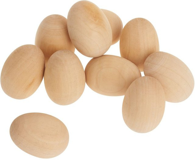 VBS Holz-Ostereier in Beige, Höhe: 4 cm - Bild 1