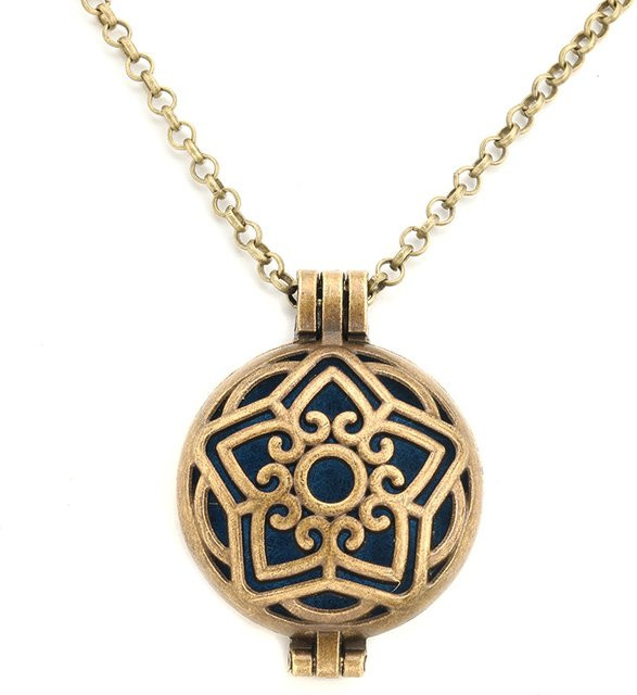 MODKISR Halskette, Medaillon Anhänger, Messing, Gold, Unisex - Bild 1