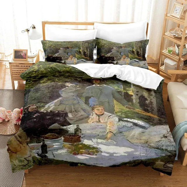 JMG Household Supplies Bettbezug-Set mit Ölgemälden von Monet und Van Gogh, Mehrfarbig, Polyester, B/H: 70 x 133 cm, 2-teilig - Bild 1