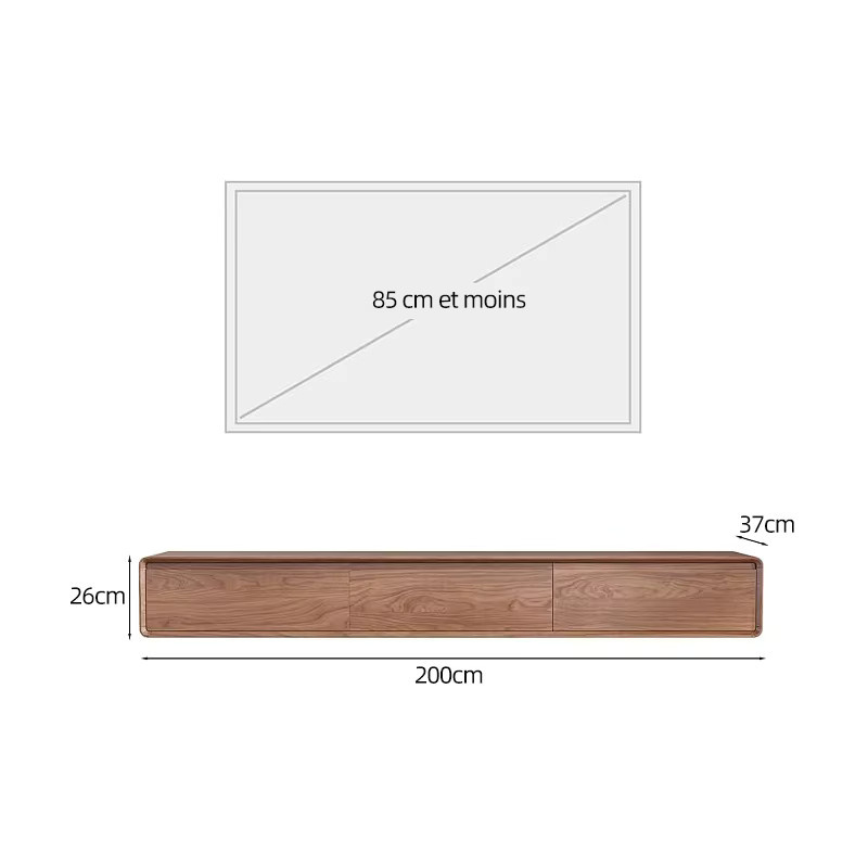 Hängendes Lowboard oleylucklive im Mid-Century Design mit 3 Schubladen, TV Schrank in Walnussoptik, Breite: 200 cm - Bild 5