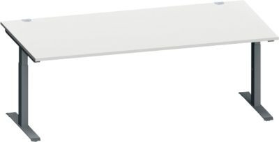 Schäfer Shop Genius Schreibtisch MODENA FLEX in Rechteckform mit T-Fuß Rechteckrohr, höhenverstellbar, lichtgrau/anthrazit, B: 200 cm, T: 100 cm, H: 65-85 cm - Bild 1