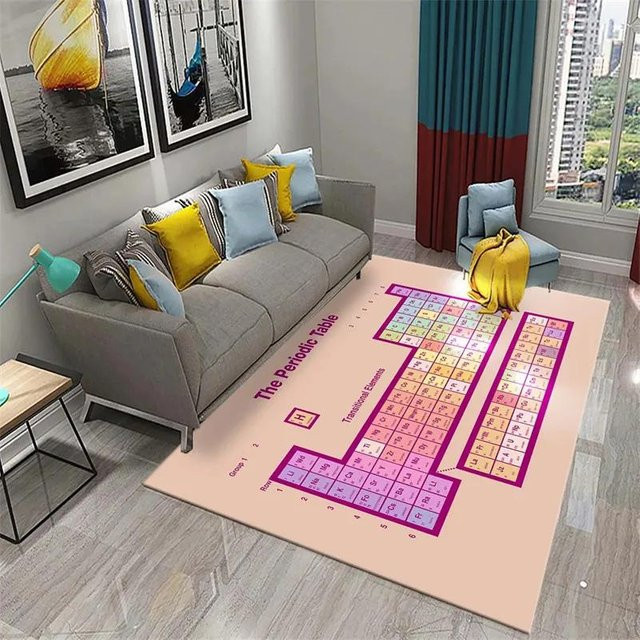 Karpetti 3D Periodensystem der Elemente Teppich, rutschfester Bereichsteppich aus Polyester für Wohnzimmer und Schlafzimmer, B/T: 100 x 120 cm, Mehrfarbig - Bild 1