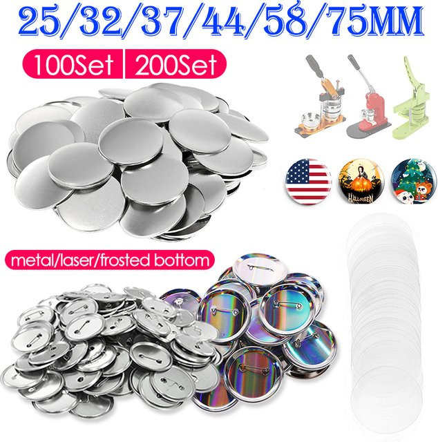 DIY Button Maker Zubehör Set mit leeren Ansteckpin-Komponenten in Silber und Multicolour für die Herstellung von Abzeichen, Durchmesser: 25 mm, 32 mm, 37 mm, 44 mm, 58 mm - Bild 1