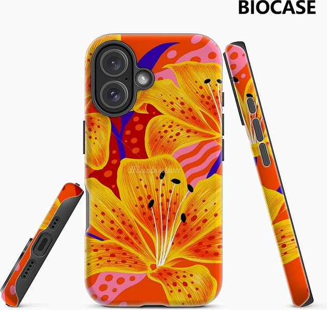 Handyhülle mit gelben Lilien für Apple iPhone 11 bis iPhone 17 Pro Max Plus, doppelschichtige Rückseite, Gelb/Mehrfarbig - Bild 1