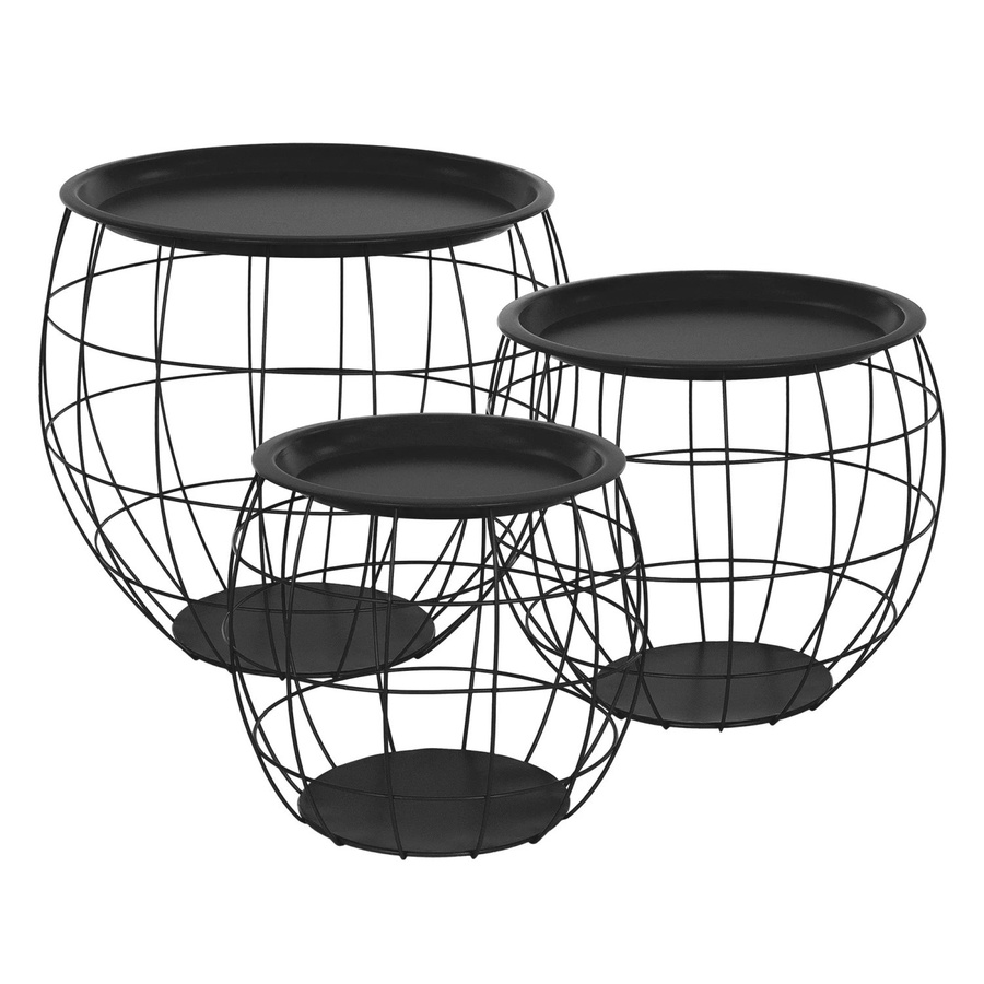 ML-Design Beistelltisch 3er Set Schwarz aus Metall mit modernem Design - Bild 3