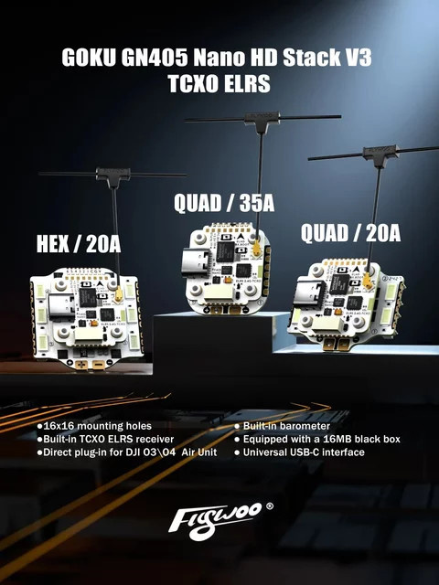 Flywoo GOKU GN405 Nano 16x16 35A Stack V3 mit integriertem TCXO ELRS Empfänger - Bild 1