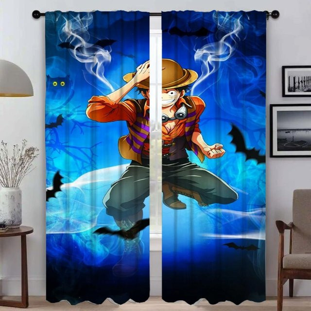 Elegante Tüllgardinen für Schlafzimmer und Halloween-Dekoration, 2er-Set, Blau, B: 50 cm, H: 70 cm - Bild 1