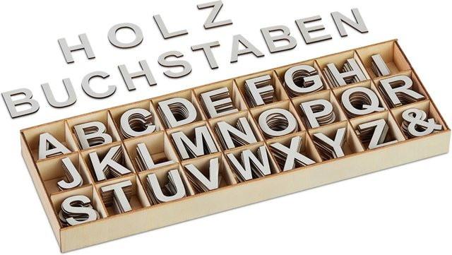 Relaxdays Holzbuchstaben Set Grau aus Holz - Bild 1