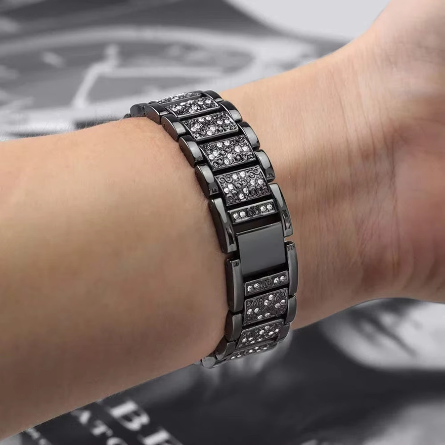 Armband Edelstahl, Diamant, Kristall, Schwarz, Damen - Bild 5