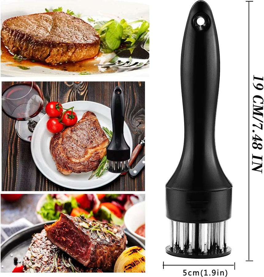 FEB.WIND Fleischklopfer aus Edelstahl in Schwarz mit Nadelklingen zum Marinieren von Steak und Geflügel - Bild 6