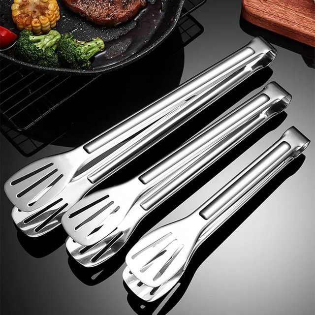 Kitchya Grillzange aus Edelstahl in Silber für Fleisch, Salat und Brot - Bild 1