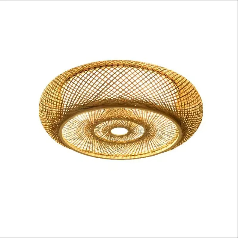 JOYINLED Rattan Unterputz Deckenleuchte im Boho Design aus Holz, Rund, Warmweiß - Bild 3