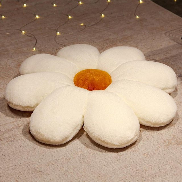 Beiges Gänseblümchen-Sitzkissen für Boden, Sofa und Bett, B/B: 50 x 50 cm - Bild 1