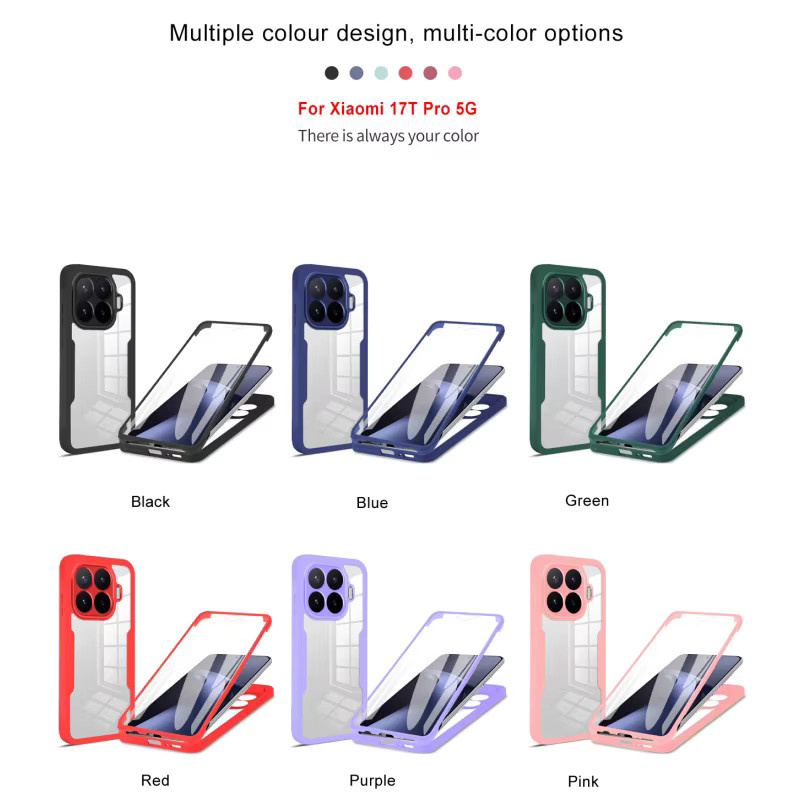 Stoßfeste 360° Schutzhülle für Xiaomi 14T Pro 14T 14 Pro 15T Pro 15T 15 Pro 15 mit Bildschirm- und Objektivschutz in Grün - Bild 2