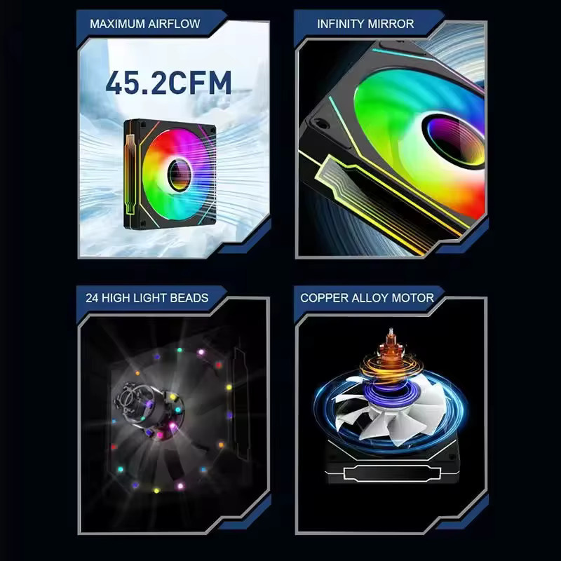 TFDP ARGB CPU-Kühler für Gaming-PCs, 12 cm Luftkühler mit Kupferkern, Weiß - Bild 3