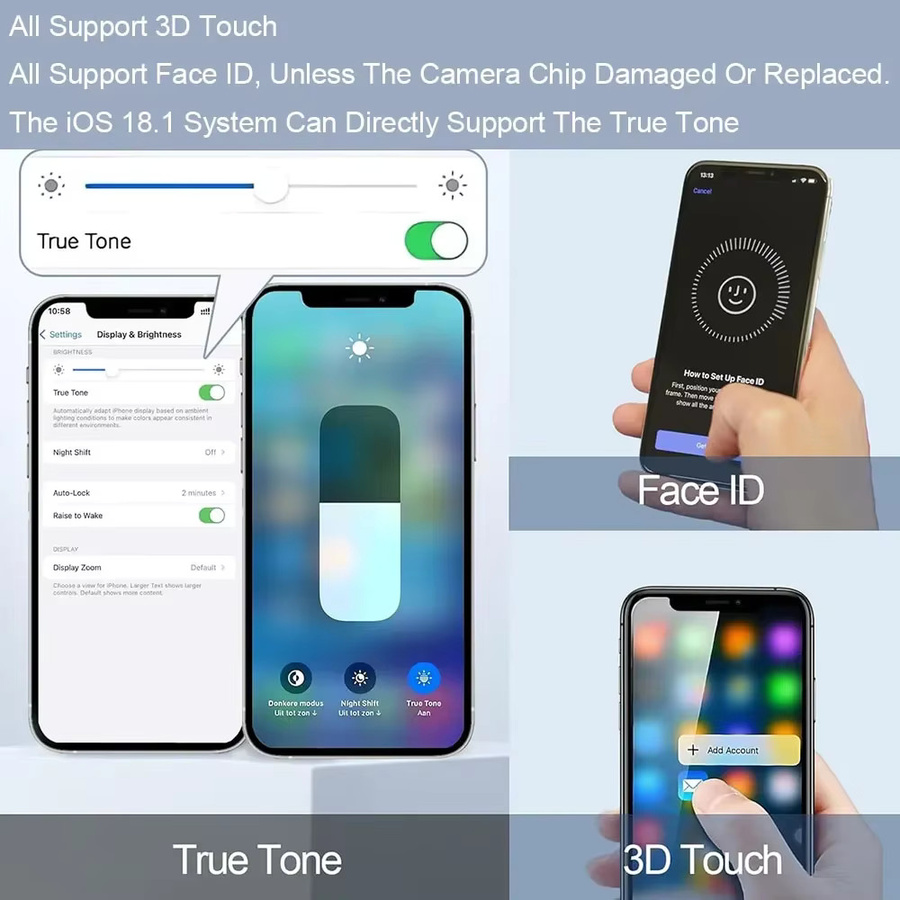 PINZHENG OLED AMOLED Display Ersatz für iPhone XS MAX X XR 11 12 13 MINI PRO PROMAX in Schwarz - Bild 2