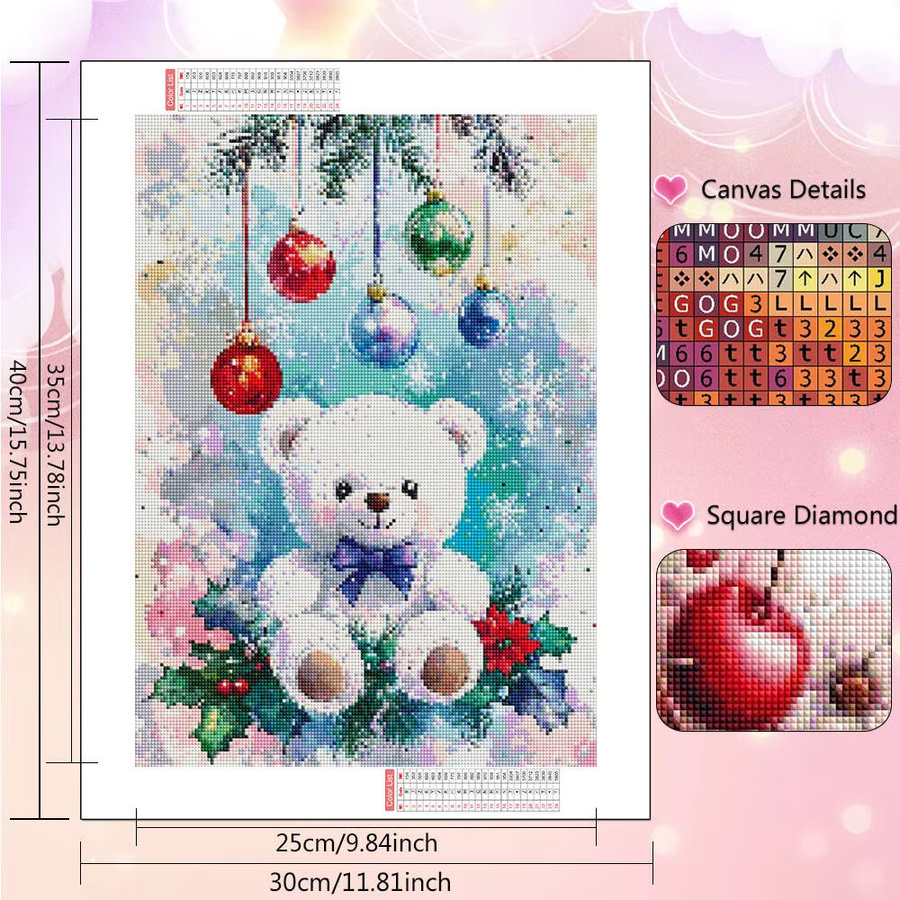 Huacan Diamant-Kunstgemälde Bär Weihnachten Motiv als Full Round Diamant-Stickerei in Multicolor - Bild 2