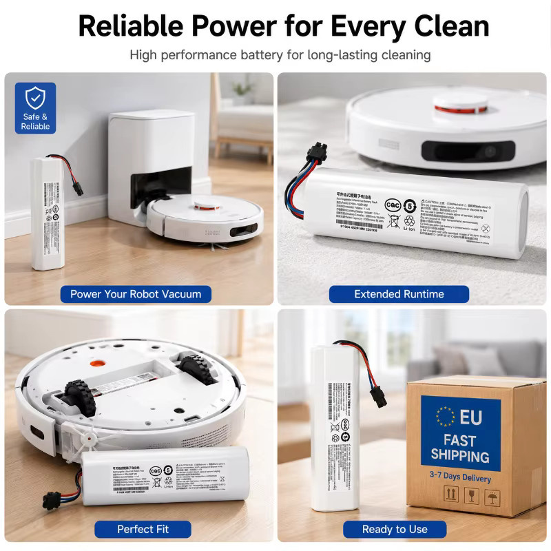 Ersatzakku kompatibel mit Dreame Roboter-Staubsaugern F9 D9 L10 Pro Plus RLS3 RLS5 RLS5L RLS5D, Hochkapazitäts-Lithium-Ionen-Akku-Pack P2008-4S2P-MMBK mit 12800mAh und 14,4V - Bild 2