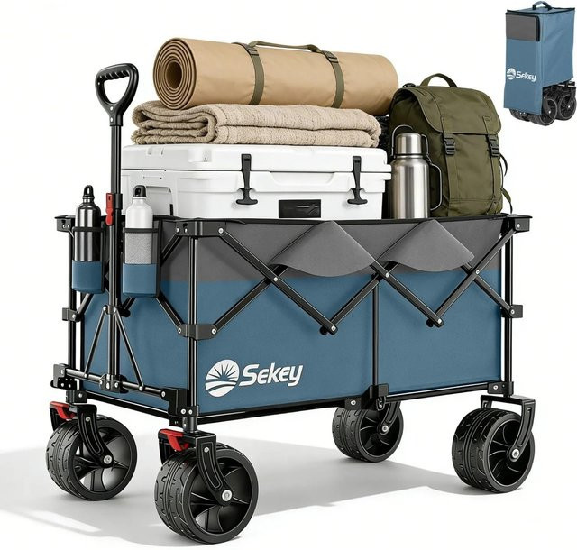 Sekey XXL Plus Bollerwagen faltbar mit All-Terrain-Rädern in Blau, Tragkraft 200 kg, Volumen 200 l - Bild 1