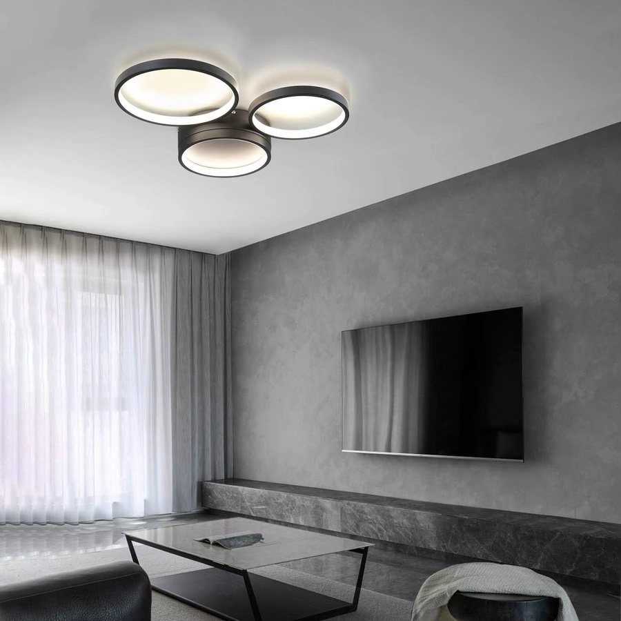 Nettlife LED Deckenlampe in Schwarz mit modernem Ring Design, dimmbar mit Fernbedienung, 38W - Bild 7