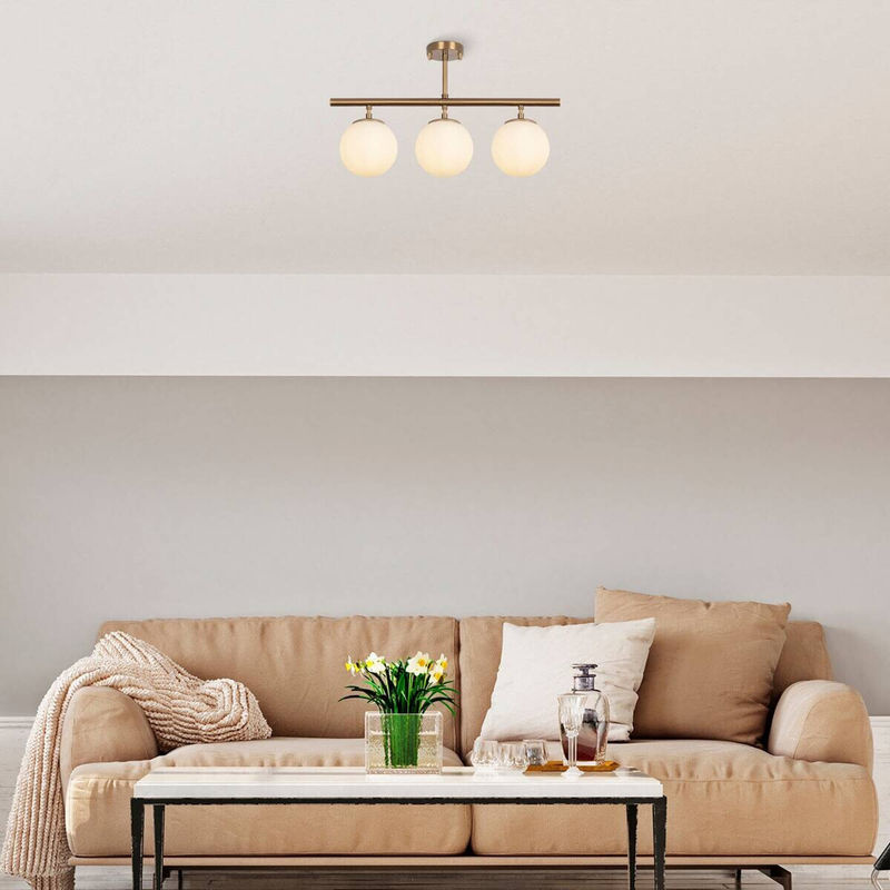 Opviq Deckenleuchte Atmaca in Bronze aus Metall und Glas mit 3 E14 Fassungen, B/H/T: 15 x 37 x 15 cm - Bild 2