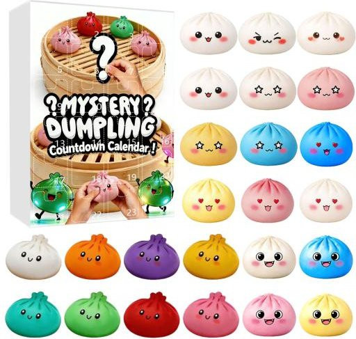 Zoeneed Knödel Quetschspielzeug Adventskalender, Cartoon Gedämpftes Brötchen, Fidget Spielzeug - Bild 1