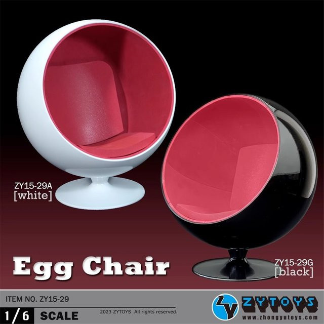 ZYTOYS ZY15-29 Mini Space Egg Stuhl Zubehör für 1/6 Action Figuren, Schwarz, Kunststoff - Bild 1