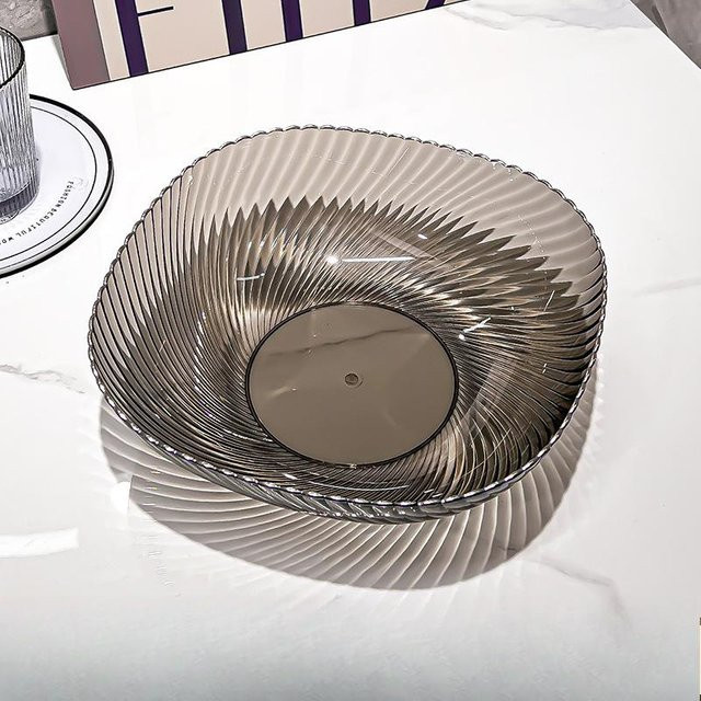 Yiran Furniture Obstplatte für Wohnzimmer und Couchtisch als Snackplatte in Schwarz, Weiß oder Transparent aus Glas und Kunststoff, rund - Bild 1