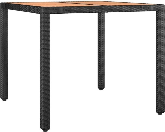 vidaXL Gartentisch aus Poly-Rattan und Akazienholz in Schwarz, B/T/H: 90 x 75 x 90 cm - Bild 1