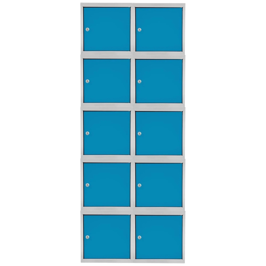PROREGAL Blocky Schließfachwürfel Set aus 10 Einheiten mit Zylinderschloss und 2 Schlüsseln, Farbe: Lichtgrau/Lichtblau, B/T/H: 40 x 40 x 40 cm - Bild 2