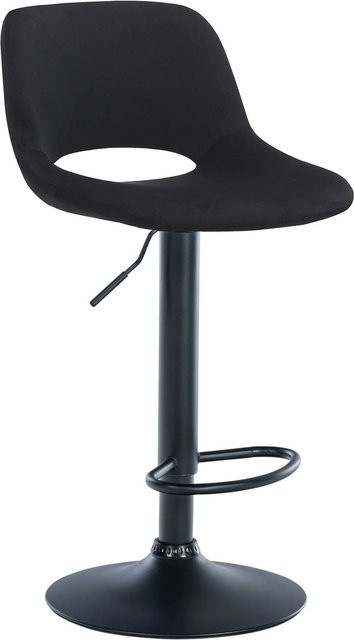 DELUKE Barhocker JAKSON Barstuhl mit Lehne aus schwarzem Samt und 360 Grad Drehsitz, H: 110 cm, B: 46 cm, T: 42 cm - Bild 1