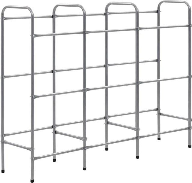 vidaXL Kistenregal für 9 Kisten aus pulverbeschichtetem Stahl in Silber, B/T/H: 145 x 33 x 116 cm - Bild 1