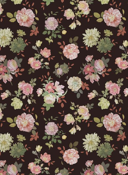 Eijffinger Tapete Vintage Flowers in Schwarz/Rose aus Vlies - Bild 1