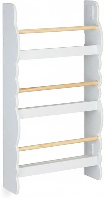 Relaxdays Kinderbücherregal Wolke aus MDF und Kiefernholz in Weiß und Natur, hängendes Wandregal für das Kinderzimmer, B: 80 cm, T: 42,5 cm, H: 14 cm - Bild 1