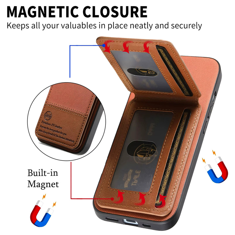Leder-Handyhülle mit RFID-Schutz und Kartenfach für Xiaomi und Redmi in Grau - Bild 4