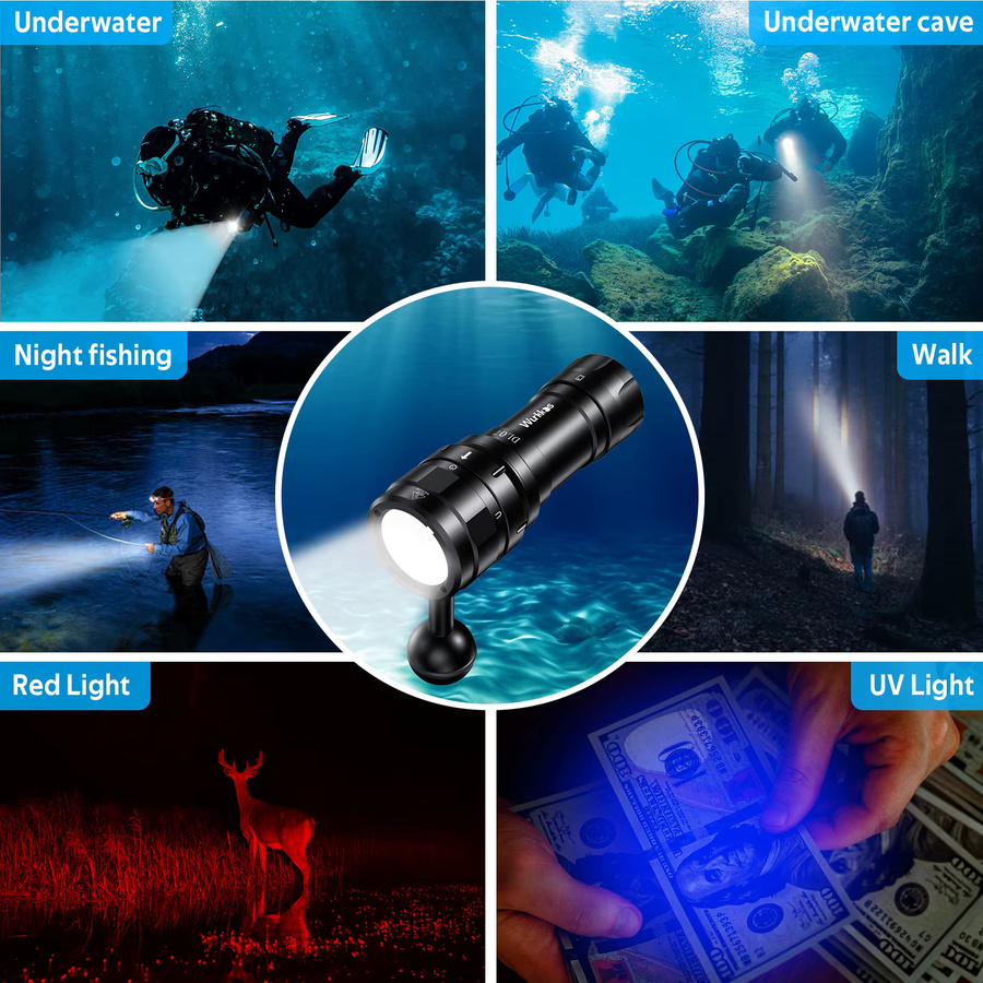 Wurkkos DL07 Tauchlampe mit mehrfarbiger LED, Drehverschluss, wasserdicht, 26650 Akku und Einzelsteckplatten-Ladegerät, 5000K - Bild 6