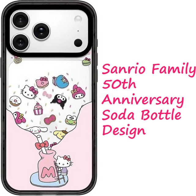 Sanrio 50. Jubiläum Acryl-Hülle mit Soda-Flaschen-Design und Spiegelfunktion für iPhone 17 Pro Max 16 15 14 Plus, MagSafe kompatibel, Mehrfarbig - Bild 1