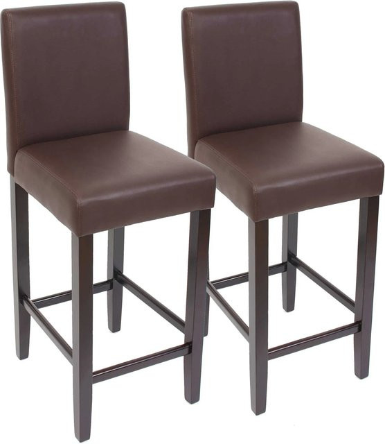 PROREGAL 2er-Set Barhocker gepolstert mit Lehne aus Kunstleder in Braun mit Sitzhöhe 74 cm - Bild 1