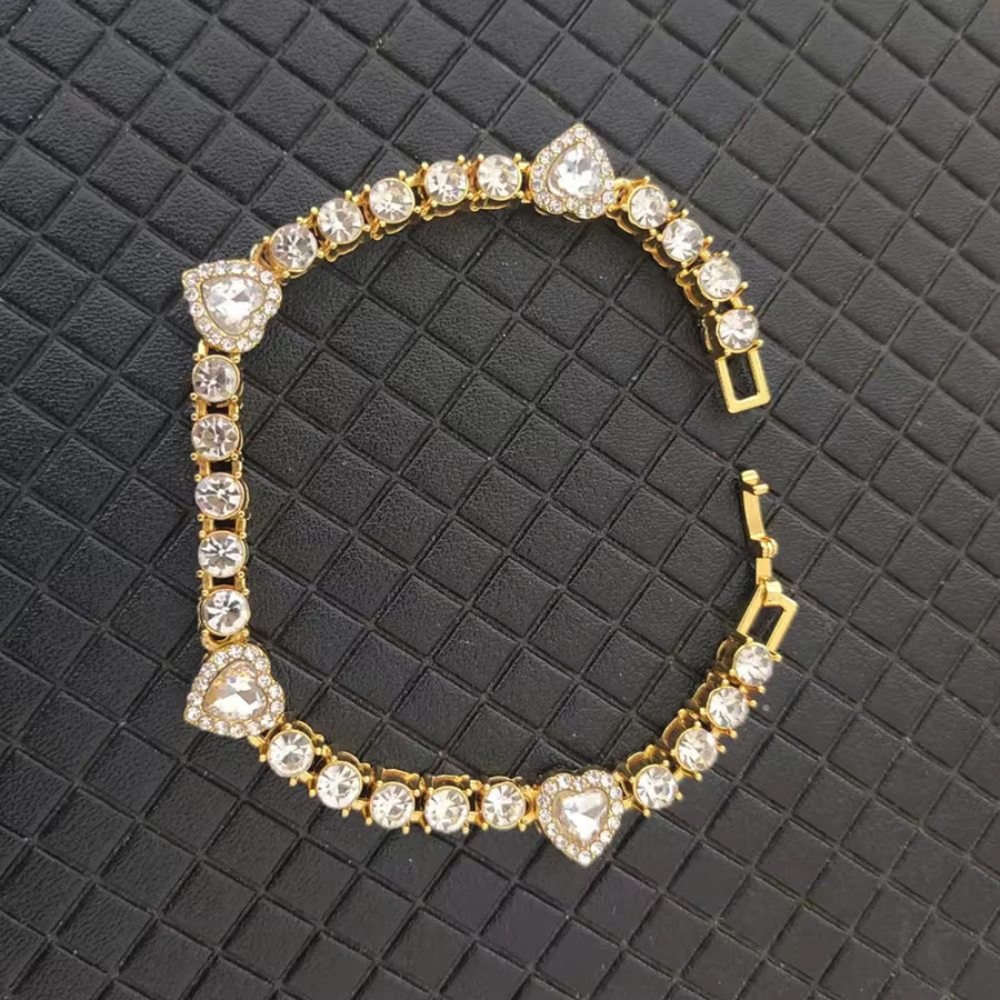 ZAKOL Schmuck-Set, Halskette, Armband, Herzförmig, Strass, Gold, Unisex - Bild 1
